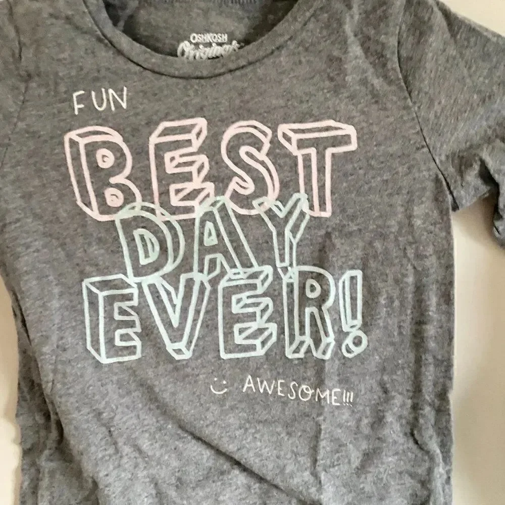 Oshkosh Gray Best Day Every Gray Long Sleeve Tee Size 5